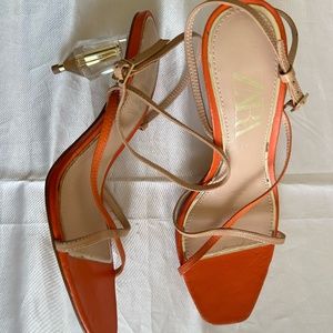 Zara Leather Sandals with  Geometric Methacrylate Heels